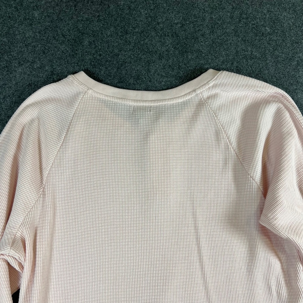 GapBody Womens Pink Waffle Knit Henley Long Sleeve Lounge Top Medium New - Picture 10 of 11